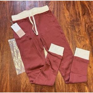 NWT Goumi Kids Cocoa Cream Thermal Womens Pants SZ XS Red Jogger Loungewear